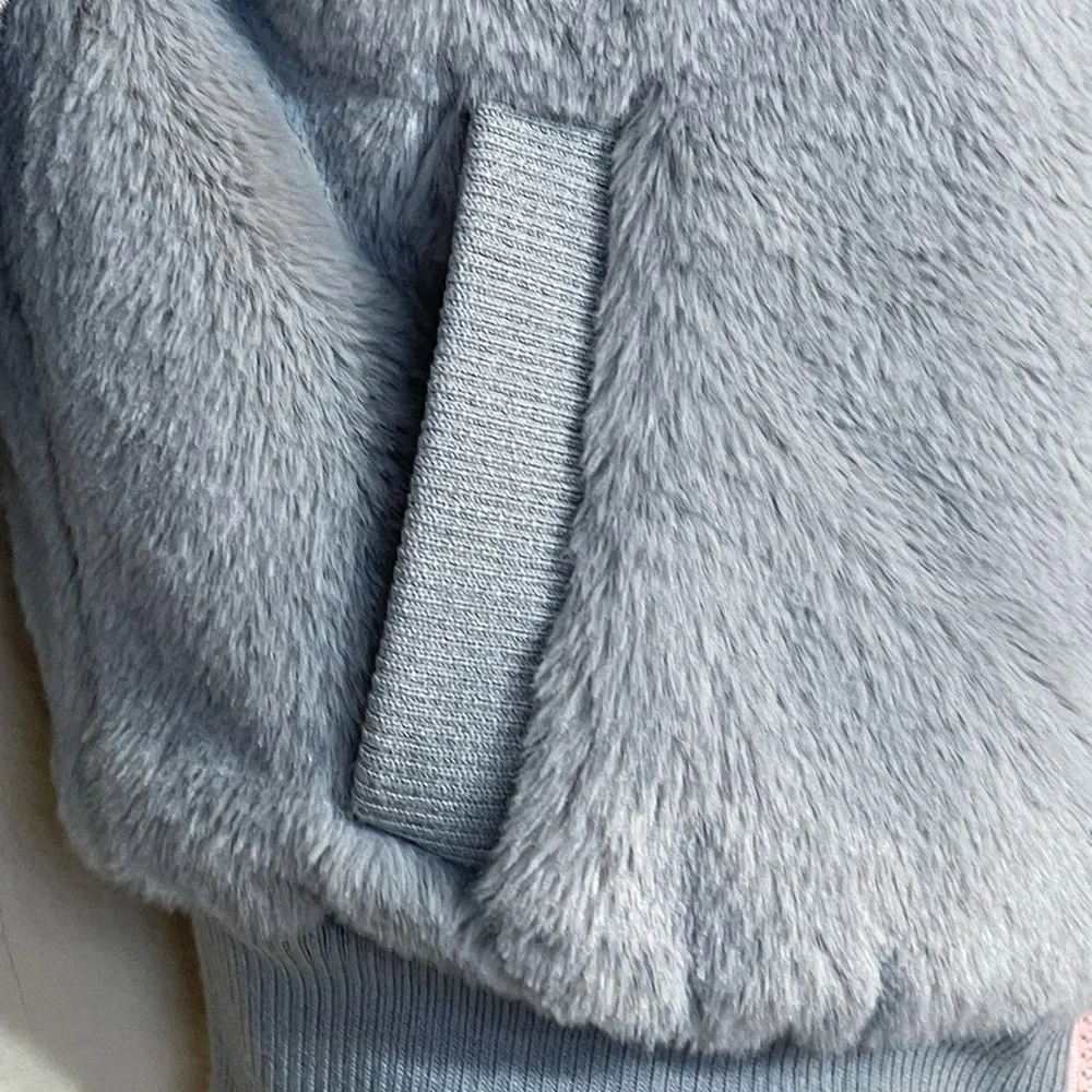 Urban Republic Girls Faux Fur Zip up Bomber Jacket